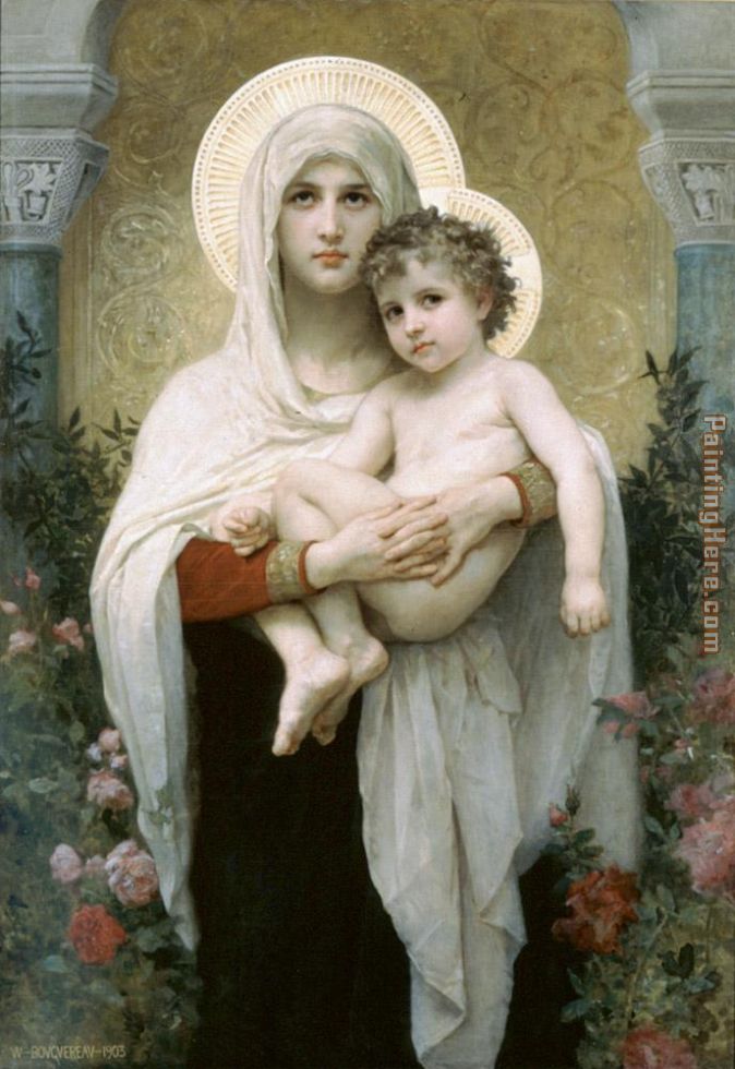 The Madonna of the Roses painting - William Bouguereau The Madonna of the Roses art painting